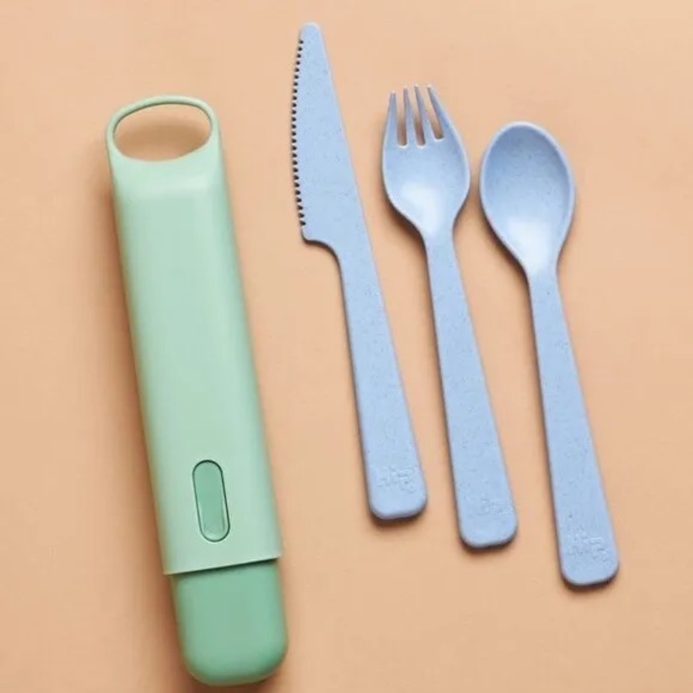 SET OF 2 Hip Products Wheat Straw Reusable Travel Cutlery Sets